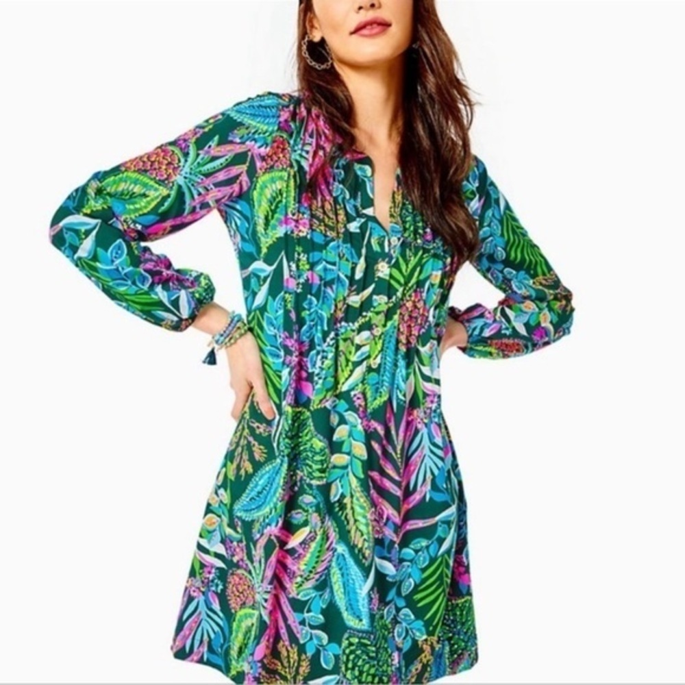 NWOT Lilly Pulitzer UPF 50+ Seana Dress in Multi Sunshine Jungle Green Size XXS - Picture 1 of 9